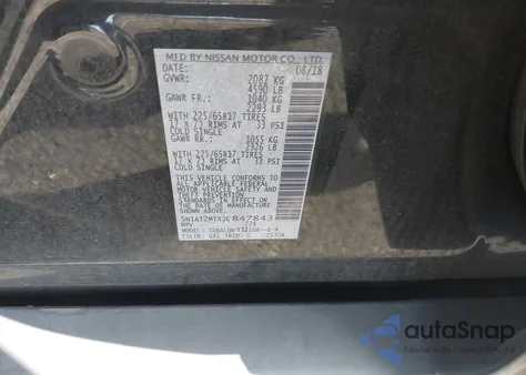 2018 Nissan Rogue S/Sl from USA, damaged, VIN 5N1AT2MTXJC847843